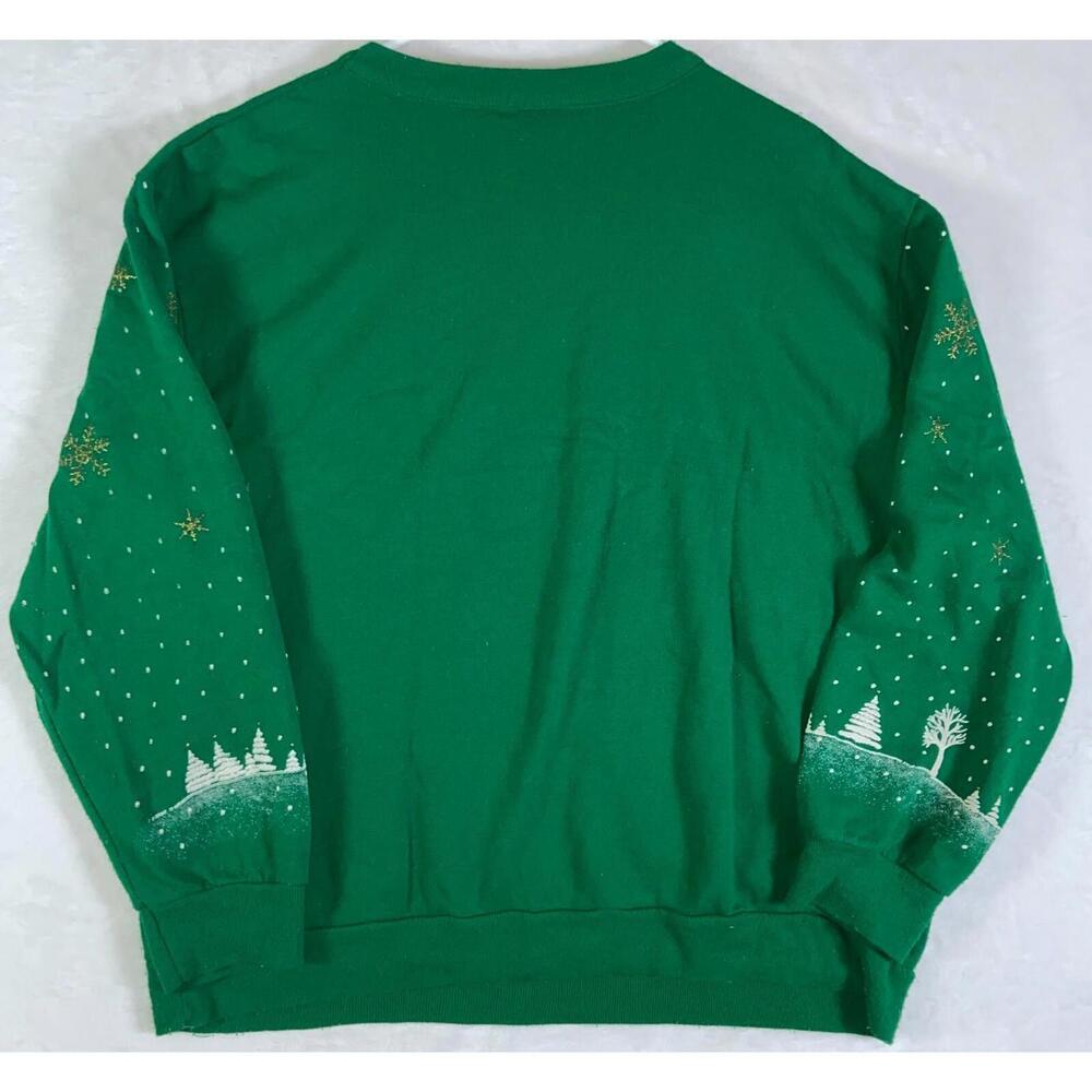 Vtg Holiday Time Christmas Sweatshirt Fleece L Ugly Sweater Village Made in USA - Picture 9 of 10